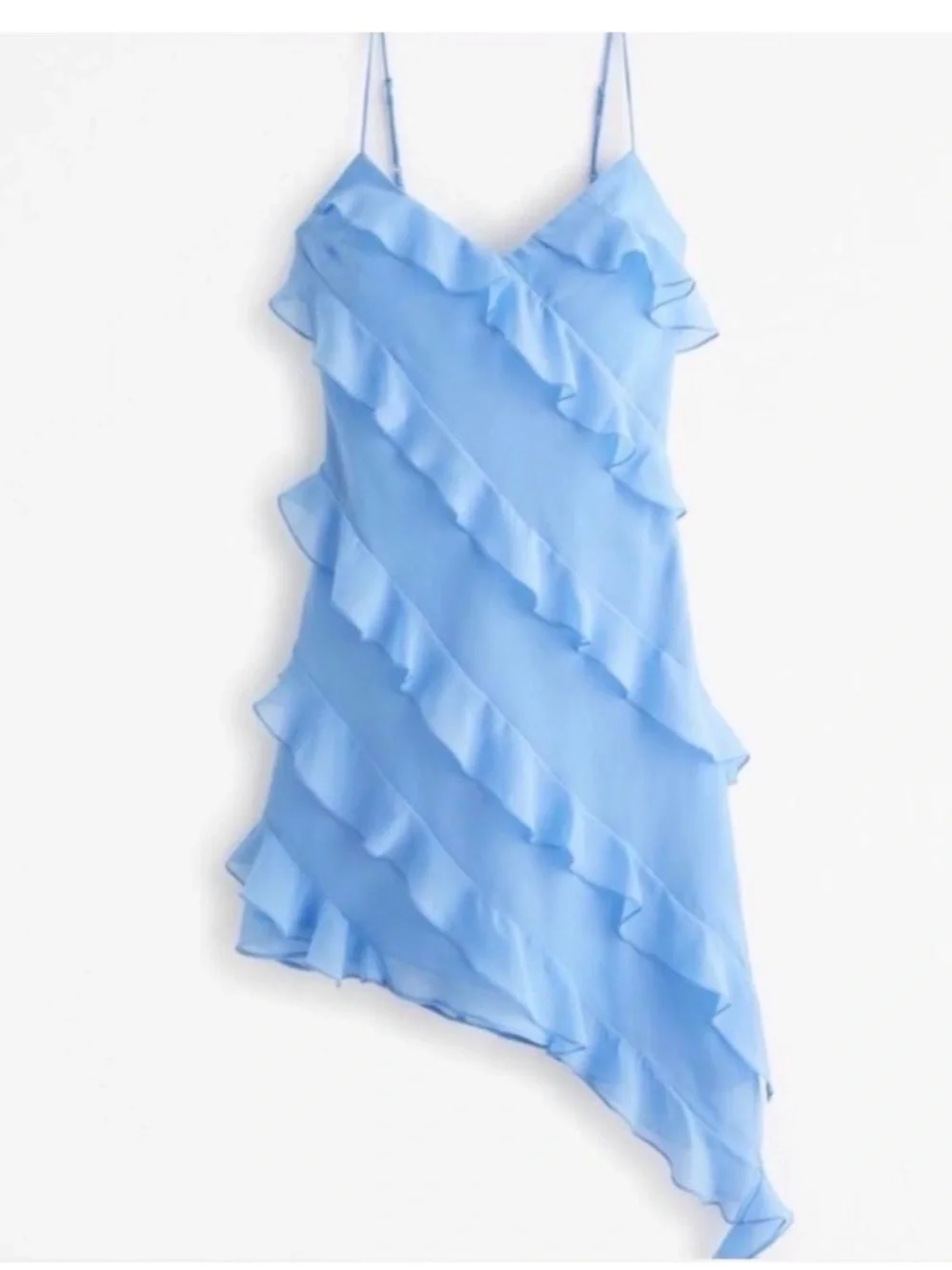 ABERCROMBIE & FITCH| ASYMMETRIC RUFFLE MINI DRESS - Picture 2 of 5